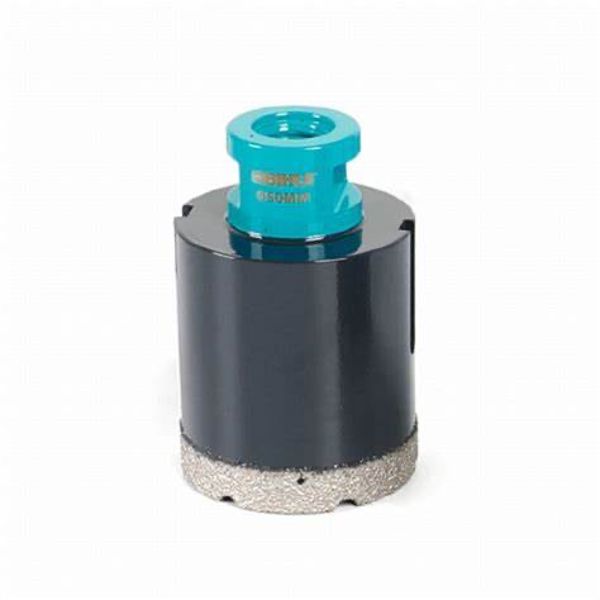 Bihui diamond brazed tile drill bit 35mm M14 featuring turquoise top section with black cylindrical body and diamond-coated base for drilling through ceramic and porcelain tiles