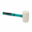 Bihui soft grip handle rubber mallet with turquoise and black shaft and white cylindrical rubber head