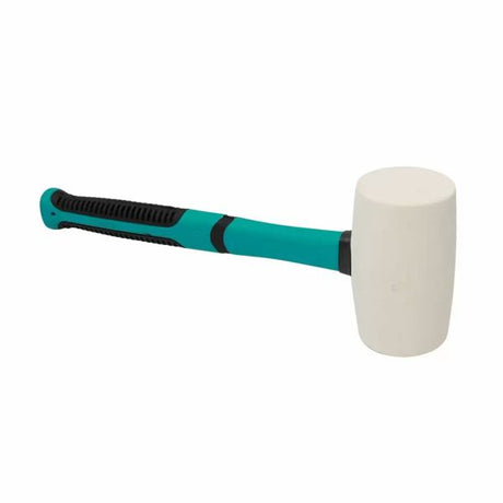 Bihui soft grip handle rubber mallet with turquoise and black shaft and white cylindrical rubber head