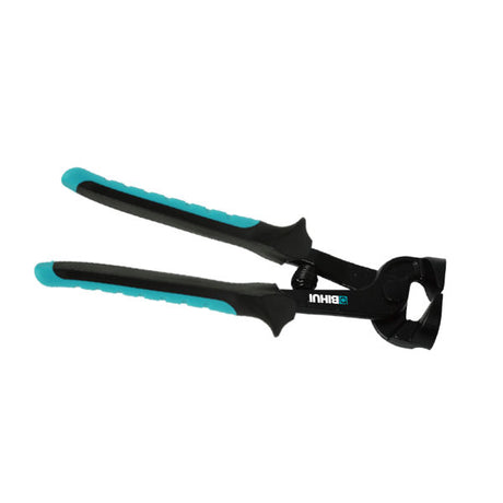 Bihui tiler nippers with turquoise and black soft grip handles and black metal cutting head, professional tile cutting tool isolated on white background