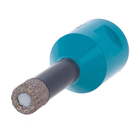 Bihui 12mm diamond brazed tile drill bit with turquoise blue plastic handle, black shaft, and diamond-coated grey abrasive tip for ceramic and tile drilling