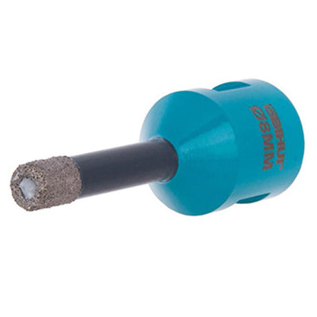Bihui diamond brazed tile drill bit 8mm M14 with turquoise blue plastic handle and black shaft featuring diamond-coated bronze tip