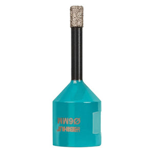 Bihui diamond brazed tile drill bit 6mm M14 with turquoise cylindrical body, black shaft and diamond-coated tip for drilling ceramic tiles