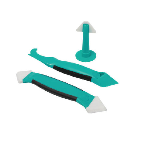 Bihui 3 piece chalk tool set featuring teal and grey plastic tools with black grip handles including two tapered chalk holders and one upright chalk dispenser