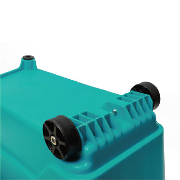 Turquoise plastic water tank with black ribbed roller wheels and fill cap for Bihui Smart Trade Washy Tiling Set BHTWS19