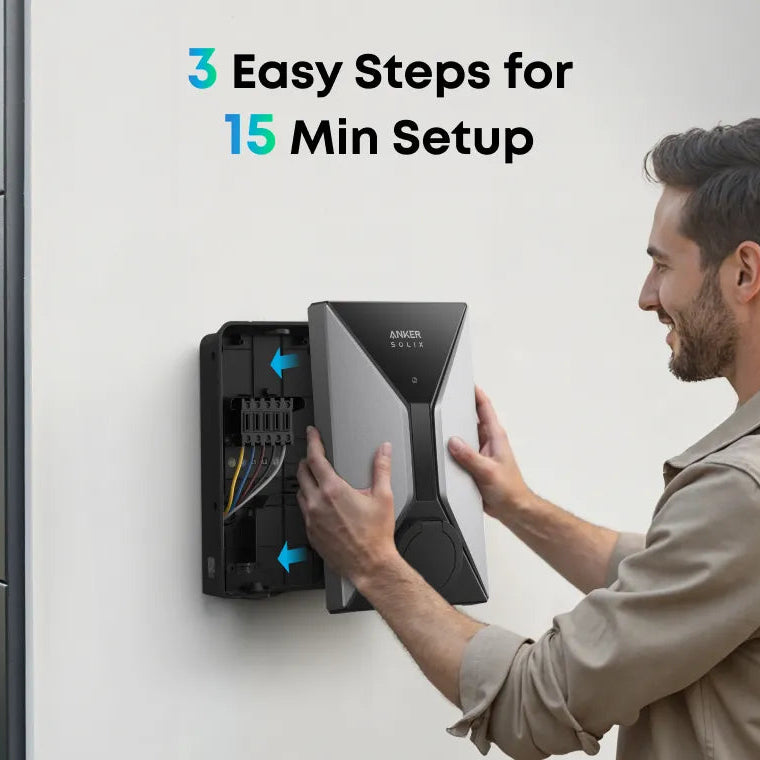 Anker Solix V1 Smart Home EV Charger 7.4Kw with Tethered Cable | A5191VZ3