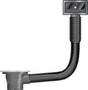 Black PVC sink waste set with rectangular overflow featuring a threaded pipe connector, curved flexible tubing, and wall-mounted overflow cover for 1 1/2 inch installation