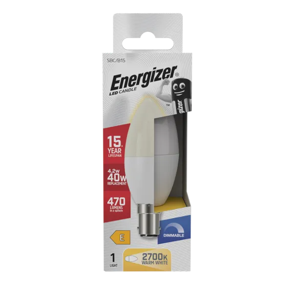 Energizer LED 4.2 (40W) 470 Lumens B15 Dimmable Bulb - Warm White | 1847-38