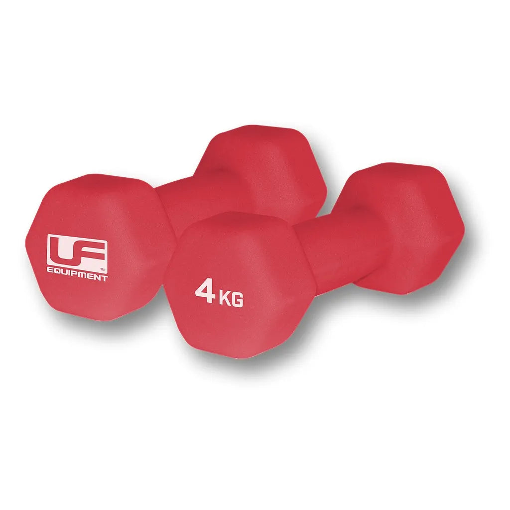 Urban Fitness Hex Dumbbells - Neoprene Covered (Pair) 2 x 4kg - Red | UFW035