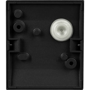 Interior view of black plastic housing for Luceco outdoor decorative wedge wall light showing mounting bracket, cable entry points, and white diffuser lens