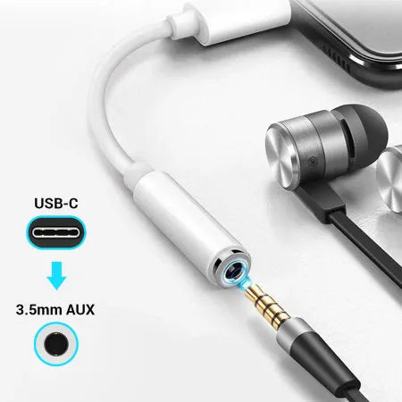 Audio Pods Type C to 3.5mm Adapter - White | 44129