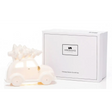 Newgrange Living white ceramic Christmas car with tree decoration in gift box packaging, festive holiday ornament with gold accents