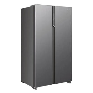 Candy 442L frost free American fridge freezer in stainless steel with side-by-side doors and digital control panel
