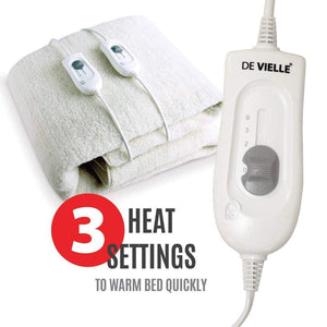 De Vielle King Size - Premium Fleece Electric Under Blanket Dual Controller | DEF055749