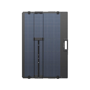 EcoFlow 400W lightweight portable solar panel with dark gray frame and blue solar cells, featuring foldable design with carrying handle and central kickstand