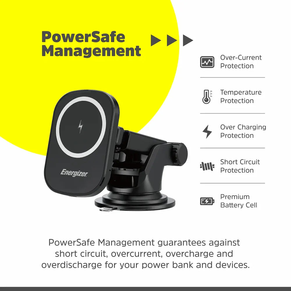 Energizer 15W Magnetic QI Wireless In Car Phone Charger Vent/Windscreen Mount | CA007