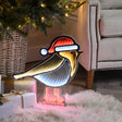 Festive Robin Red Boots Infinity LED Mirror Light with Wooden Base - 40cm