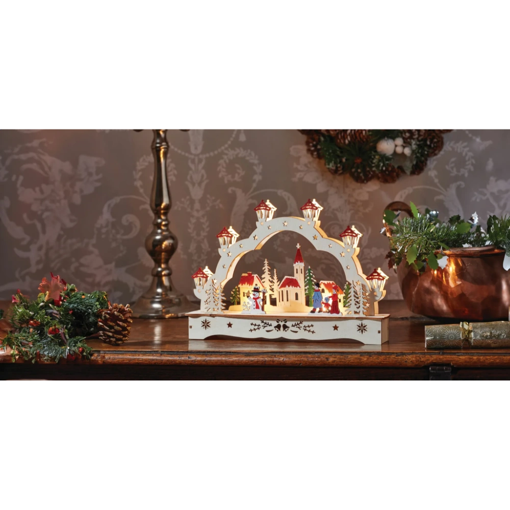 Three Kings InLit Wooden Festive Village Scene