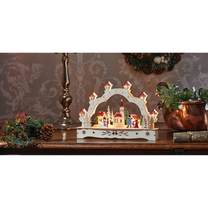 Three Kings InLit Wooden Festive Village Scene