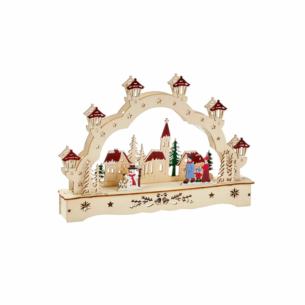 Three Kings InLit LED Wooden Festive Village Scene | Christmas Decor