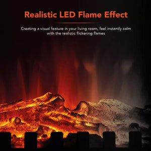 Warmlite 2kw Electric Stove Heater LED Log Flame Effect - Black | WL46018