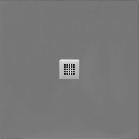Flair Gemstone Slate Square Tray with integrated drain in dark grey stone finish, 25mm height, top view showing square drainage pattern on neutral background