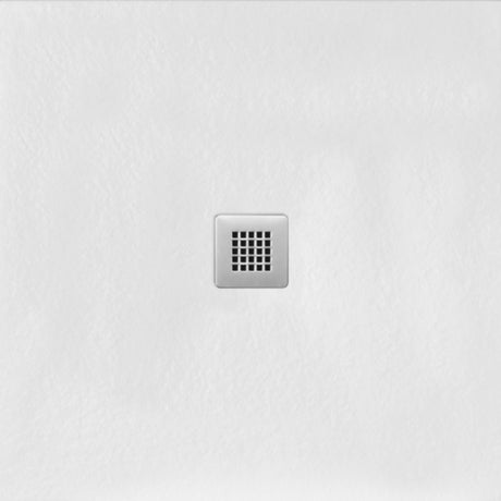 Flair Gemstone Slate Square Tray shower base with grid drain insert in light grey, 25mm height, modern minimalist design on white background