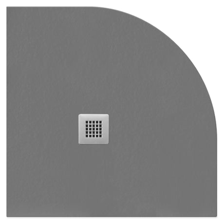 Flair Gemstone Slate quadrant shower tray in grey with white drain cover, 25mm height, modern curved design