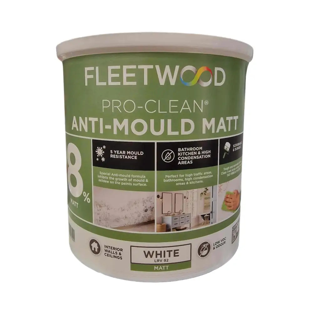 Fleetwood Pro-Clean Anti Mould Matt 1 Litre - White | PCAM01BW