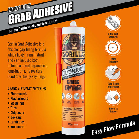 Gorilla Glue Grab Adhesive and Seal All Purpose 290ml - White | 119373