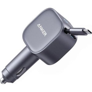 Anker Nano Car Charger 75W USB C Port and Built In Retractable USB C Cable | A2738HA2