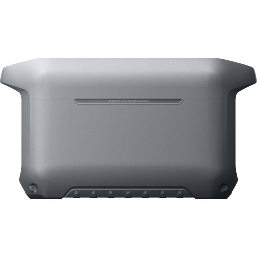 Top-down view of Anker SOLIX C2000 Gen 2 portable power station with dark gray matte finish, rounded edges, ventilation slots at bottom, and designer branding visible on lid