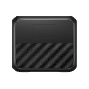 Bluetti AC200PL portable power station, black compact square design with textured ribbed panel on lower half and smooth upper surface, 2400W capacity backup battery unit shown from front view