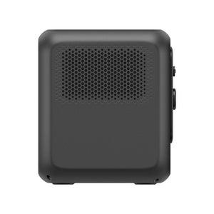 Bluetti Premium 100 V2 portable power station with dark gray matte finish, featuring perforated metal speaker grille on upper front panel and control buttons on right side, compact rectangular design with rounded corners