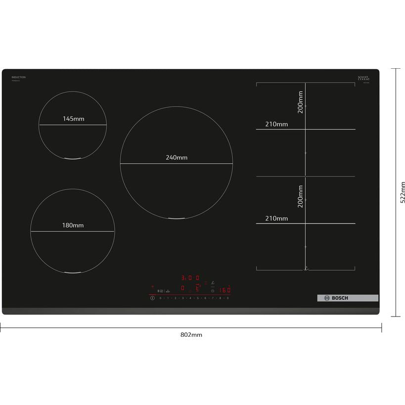 Bosch Series 6 80cm Flex Induction Hob - Black | PXV831HC1E