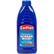 Carplan All Seasons Screen Wash 1 litre bottle with blue plastic container and red and white label showing product name and features for windshield cleaning