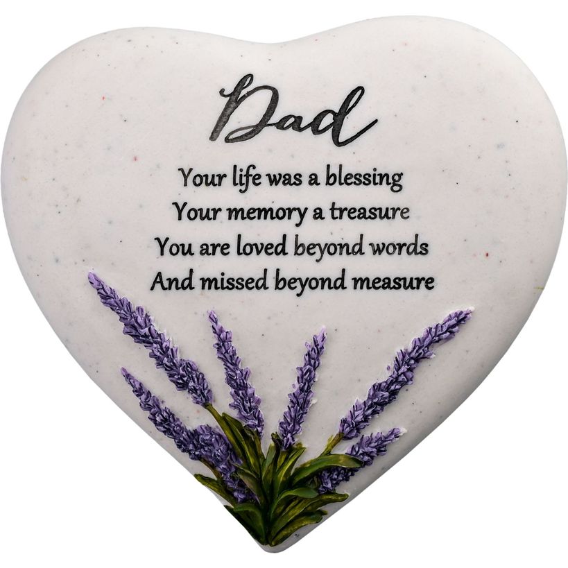 Celebrations Thoughts of You Heart Memorial Stone - Lavender / Dad | 61966
