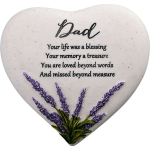 Celebrations Thoughts of You Heart Memorial Stone - Lavender / Dad | 61966