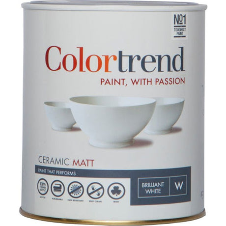 Colourtrend 1 Litre Ceramic Matt - White | M00263
