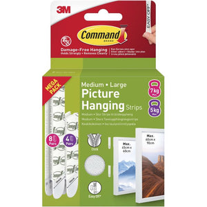 Command 3M Medium and Large Picture Hanging Strip Value Pack (4 x M Pairs + 8 x L Pairs) | COM17209WHI