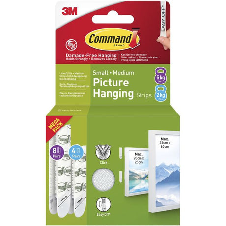 Command Small and Medium Picture Hanging Strip Value Pack (4 x S Pairs + 8 x M Pairs) | COM0728