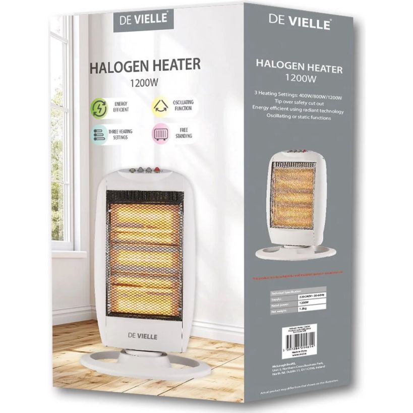 De Vielle Halogen Heater 1200w - White | DEFLQ003