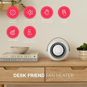Dimplex Portable Desk Fan Heater with Detachable Handwarmer - White | DDF390
