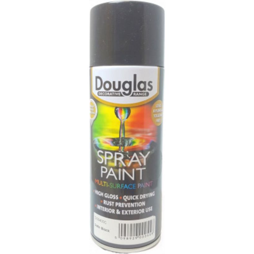 Douglas Multi Surface Spray Paint 400ml - Satin Black | DS0400C