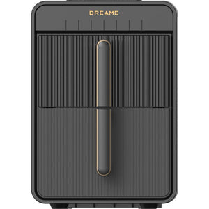Dreame Aura Bullet Ice Machine Maker IB-50 with black and grey ribbed exterior, gold accents, and central dispensing chute