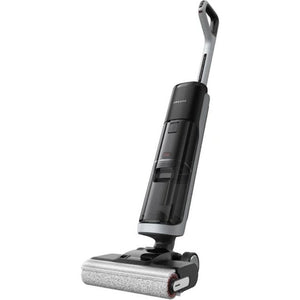 Dreame H14 Pro wet and dry vacuum cleaner with black and silver body, extended handle, and grey cleaning pad on white background