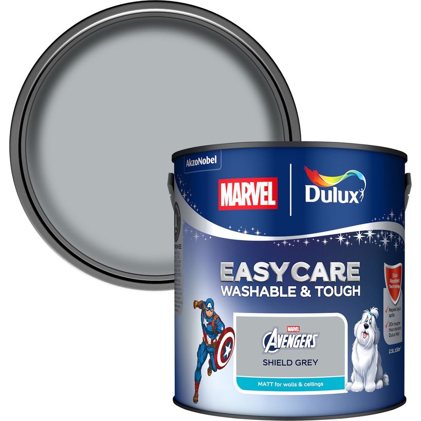 Dulux Easycare Disney MARVEL Avengers Matt Wall and Ceiling Paint 2.5 Litre - Shield Grey | 9072051