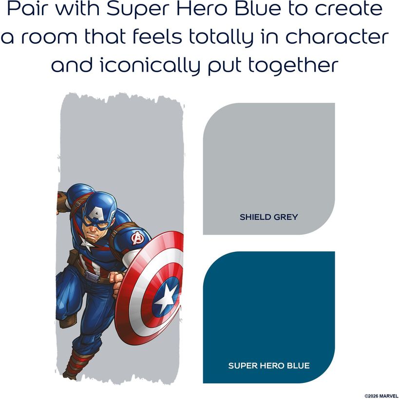 Dulux Easycare Disney MARVEL Avengers Matt Wall and Ceiling Paint 2.5 Litre - Shield Grey | 9072051