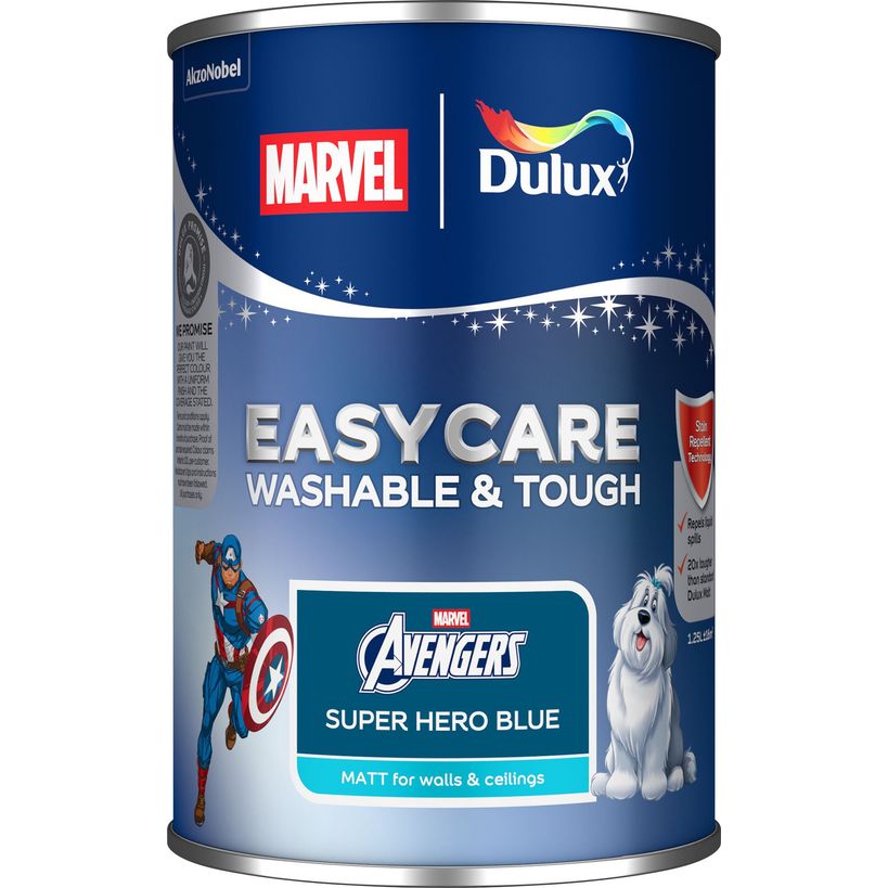 Dulux Easycare Disney MARVEL Captain America Matt Wall and Ceiling Paint 1.25L - Superhero Blue | 9072037