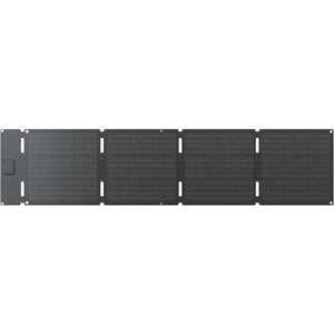 EcoFlow 60W portable solar panel with USB-C connection featuring four black monocrystalline solar panels arranged in a foldable design with white connector strips